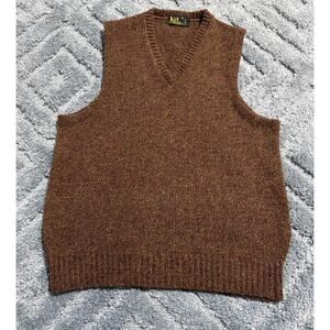 Vintage Lambswool Sweater Vest h.i.s. Men's sz Medium V-Neck USA Grandpa Brown